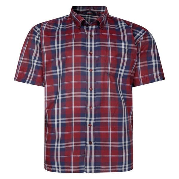 Espionage SH447 Check S/S Shirt Burgundy