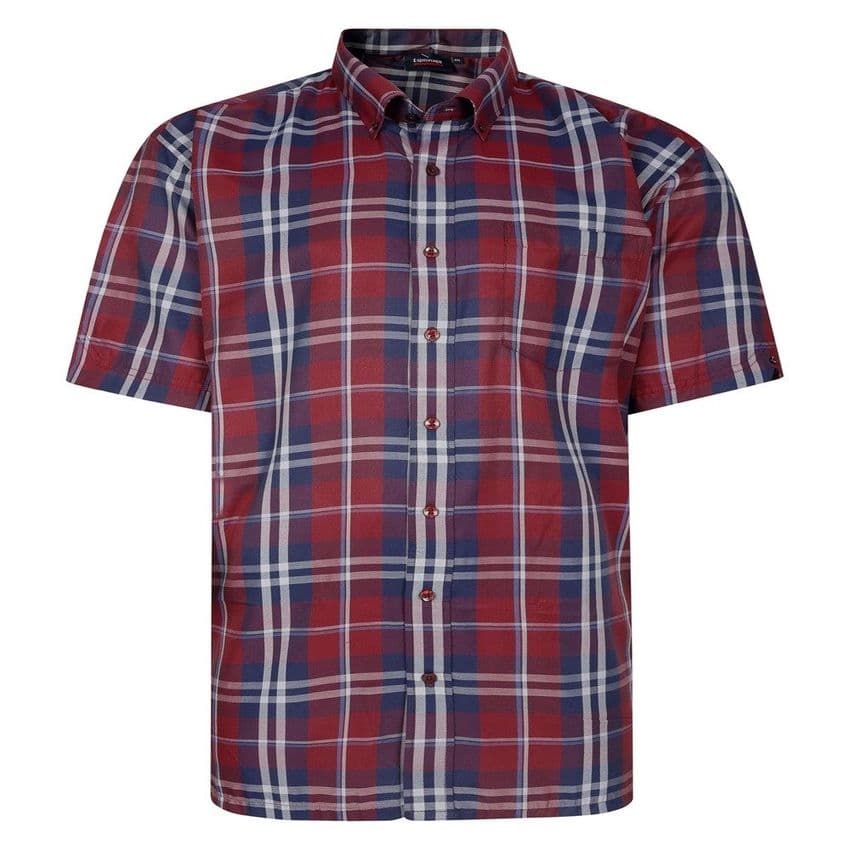 Espionage SH447 Check S/S Shirt Burgundy