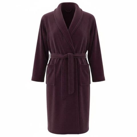 Espionage Shawl Collar Microfibre Fleece Gown PJ068 Burgundy