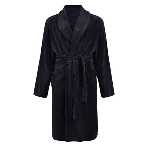 Espionage Shawl Collar Microfibre Fleece Gown PJ068 Navy