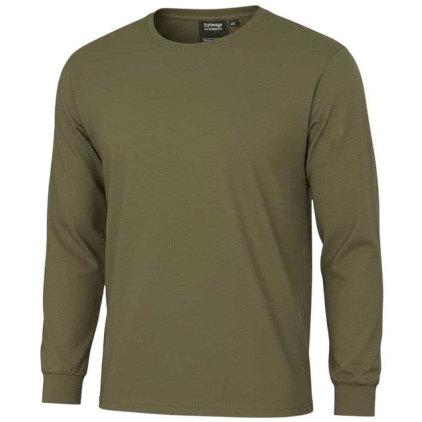 Espionage T015LS Premium Long Sleeve Plain T-Shirt Khaki 100% Super Combed Cotton
