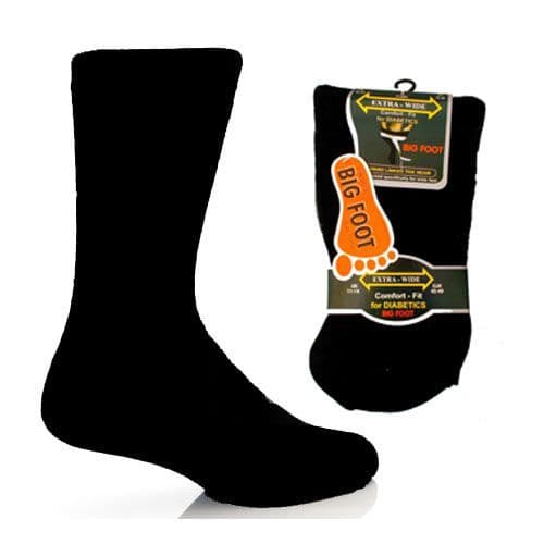 Extra Wide Roomy SE087 Diabetic BIG Foot Sock 3 Pair 11-14 Black