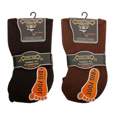 Extra Wide Roomy SE087 Diabetic Big Foot Sock 3 Pair 11-14 Mixed Dark Colours, Black, Grey & Navy
