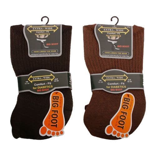 Extra Wide Roomy SE087 Diabetic Big Foot Sock 3 Pair 11-14  Mixed Dark Colours, Black, Grey & Navy