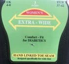 Extra Wide Roomy SE087 Diabetic Ladies Sock  3 Pair 4-8  Black