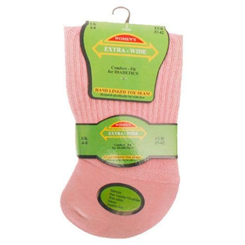 Extra Wide Roomy SE087 Diabetic Ladies Sock  3 Pair 4-8  Mixed Colours