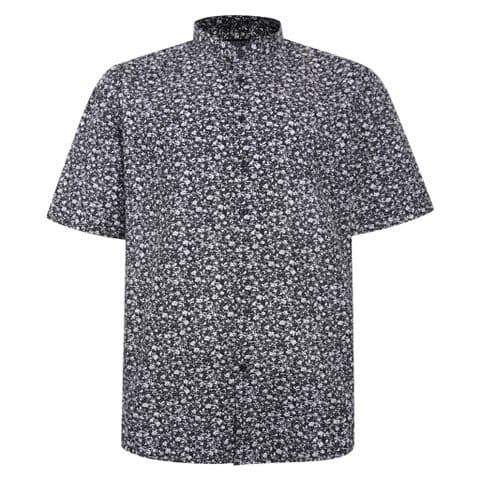 Fitzgerald K1190 Grandad Henley Neck Flower Shirt Black