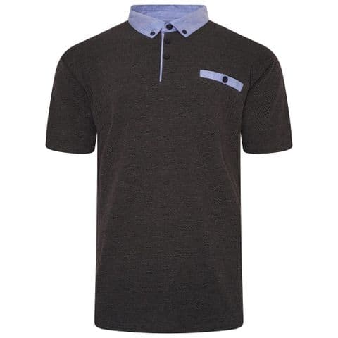 Forge FBS417 Hybrid Waffle Polo with Shirt Collar Charcoal