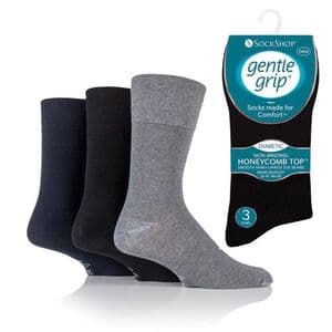 Gentle Grip Diabetic Socks RD02H3 6-11 Navy, Black And Grey