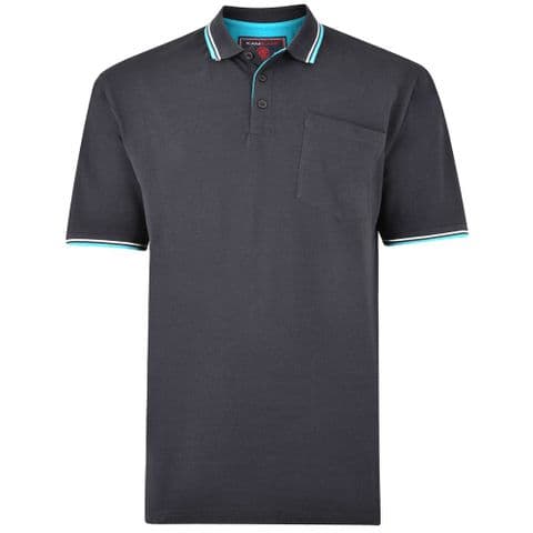 Kam KBS 5400 - 100% Cotton Tipped Polo with Pocket Black