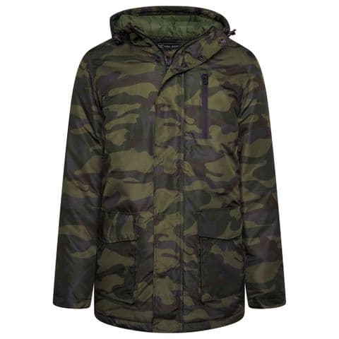 Kam KBS KV143 Camo Print Hooded Coat Khaki