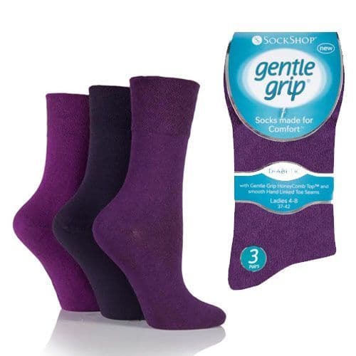 Ladies RD38G3 4-8 Gentle Grip Socks Purple