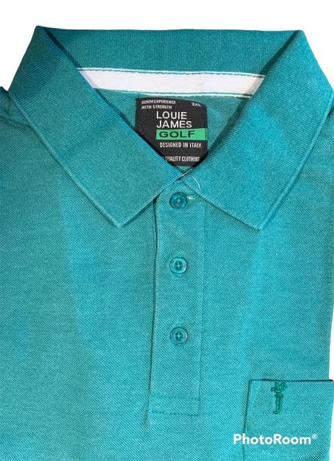 Louie James  BK-50 Plain Pique Polo With Pocket Marl Green - 7XL Only