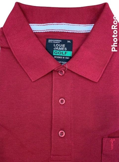 Louie James  BK-50 Plain Pique Polo With Pocket Oxblood - 7XL Only