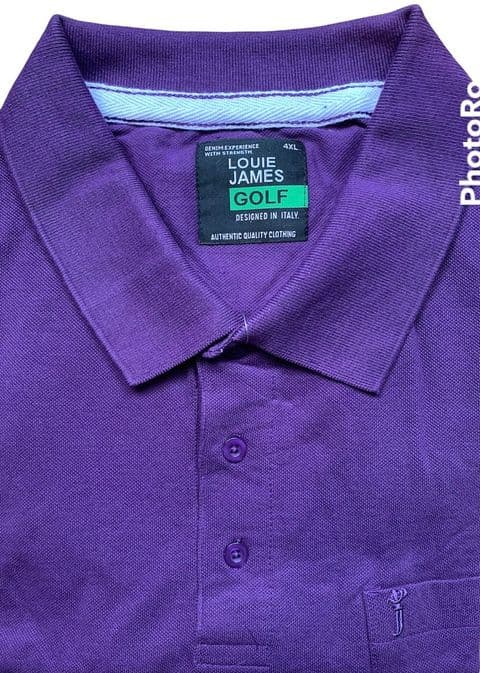 Louie James  BK-50 Plain Pique Polo With Pocket Purple - 7XL Only
