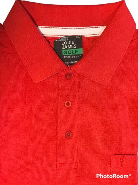Louie James  BK-50 Plain Pique Polo With Pocket Red - 7XL Only