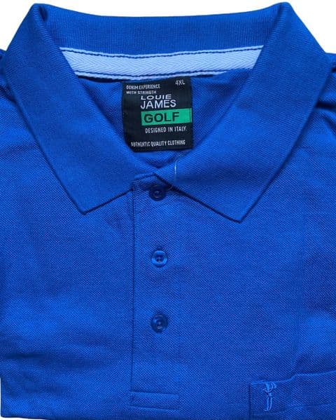 Louie James  BK-50 Plain Pique Polo With Pocket Royal - 7XL Only
