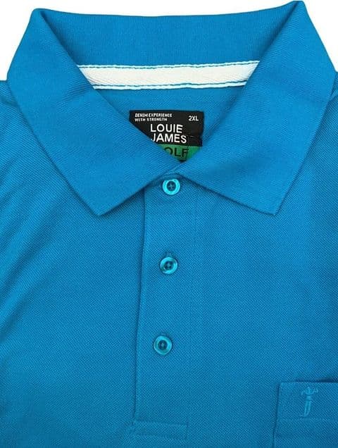 Louie James  BK-50 Plain Pique Polo With Pocket Turquoise - 7XL Only