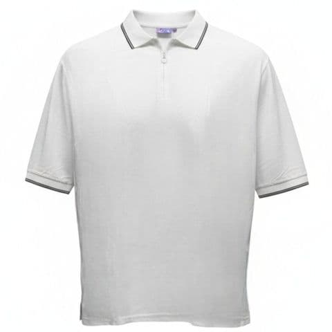 Mr Gopes Zipped Pique Polo White