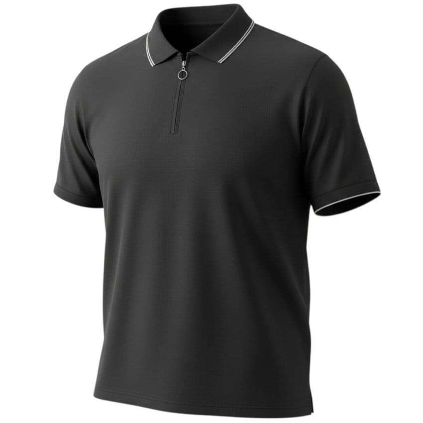 Mr Gopes Zipped Polo Pique Black