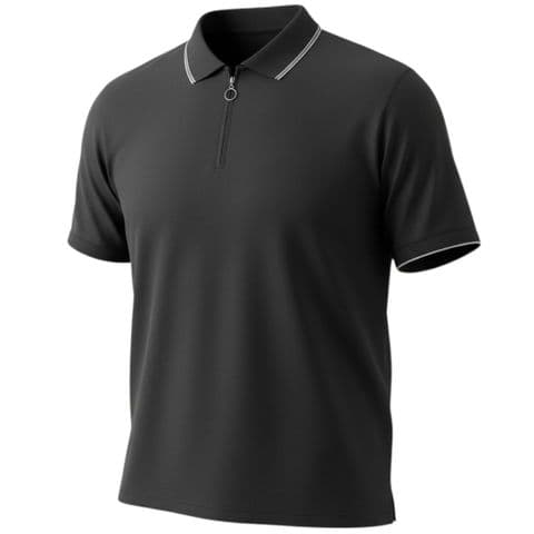 Mr Gopes Zipped Polo Pique Black