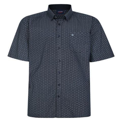 SH402 Short Sleeve Geo Print Shirt Navy