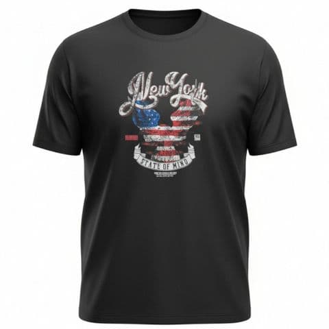 T362 New York Printed Tee Black
