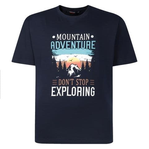 T439 Mountain Adventure Print Tee Navy