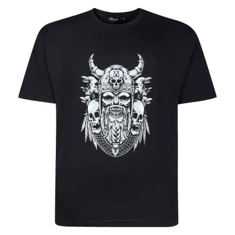 T441 Viking Skull Printed Tee Black