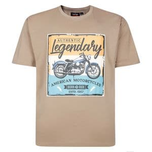 T443 Motorcycle Print Tee Mushroom