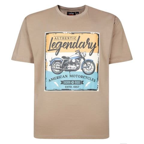 T443 Motorcycle Print Tee Mushroom