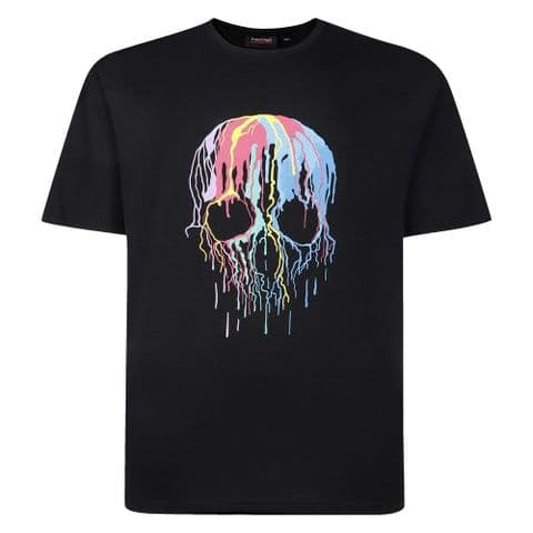 T445 Distressed Skull Print Tee Black