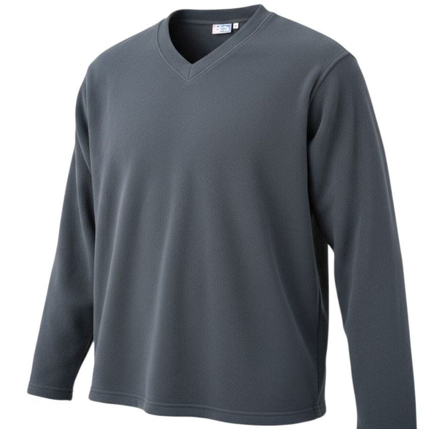 V-Neck Pullover Fleece Jumper Grey