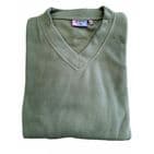 V-Neck Pullover Fleece Jumper Moss