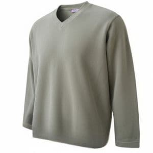 V-Neck Pullover Fleece Jumper Moss