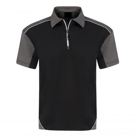 Zip Collar Sports 1183-10 Wicking Polo Black/Graphite £19.99
