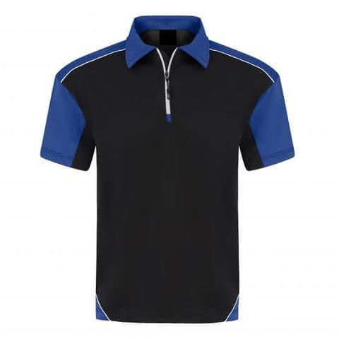 Zip Collar Sports 1183-10 Wicking Polo Black/Royal £19.99
