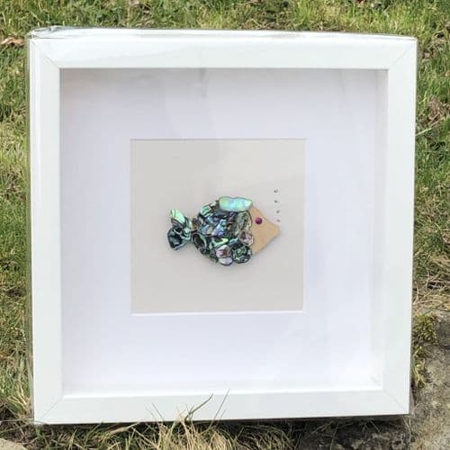 Box Frame Art - Paua Mosaic Fish