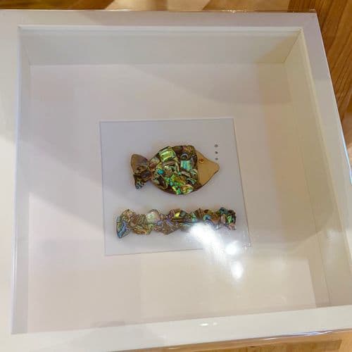 Box Frame Art - Paua Mosaic Fish Wave