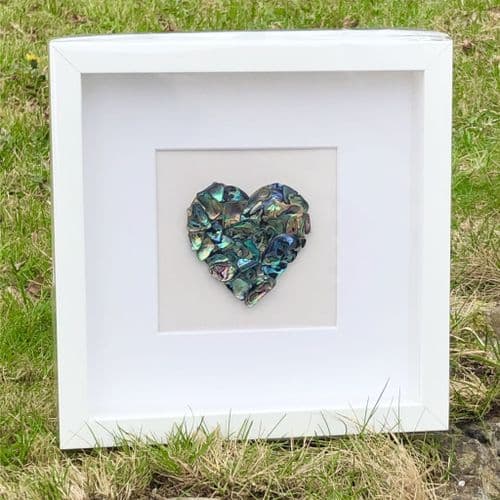 Box Frame Art - Paua Mosaic Heart