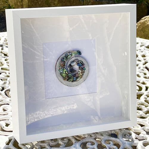 Box Frame Art - Paua Mosaic Koru B