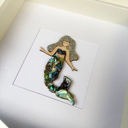 Box Frame Art - Paua Mosaic Mermaid