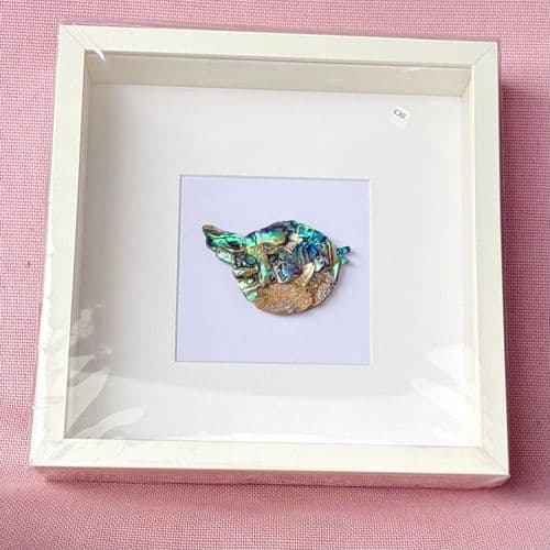 Box Frame Art - Paua Mosaic Robin