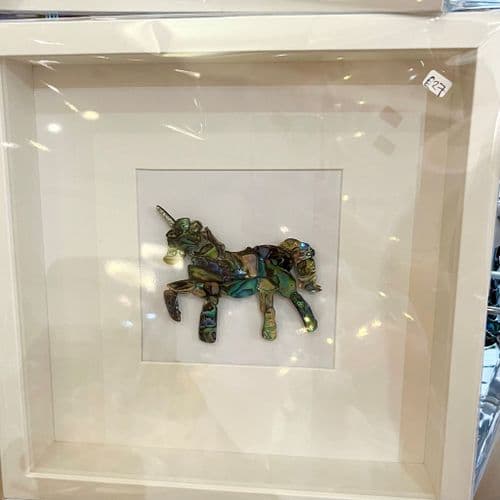 Box Frame Art - Paua Mosaic Unicorn