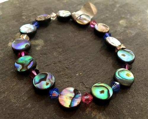 Bracelet - Paua & Cut Glass Crystal Multicoloured PB02-CMU1