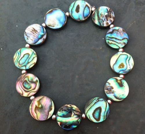 Bracelet - Paua & Silver Bead - Circle - PB22-C