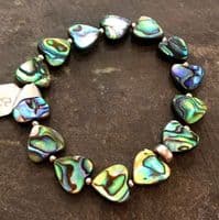Bracelet - Paua & Silver Bead - Heart - PB22-H