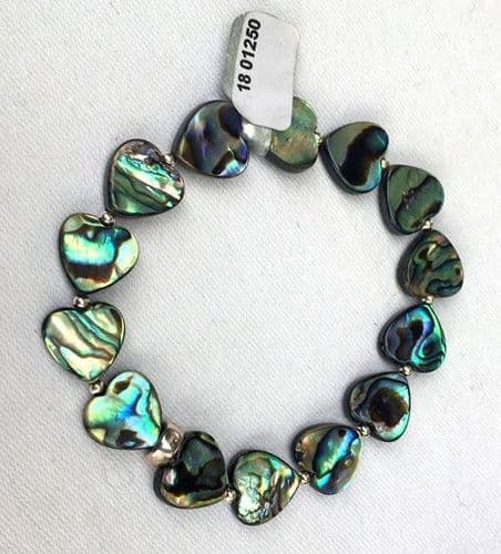 Bracelet - Paua & Silver Bead - Heart - PB22-H