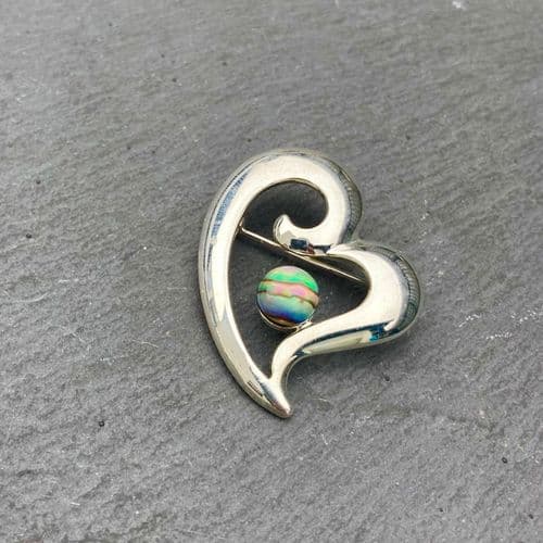 Brooch - Paua Natural - Heart - 3cm