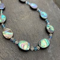 CHOOSE YOUR SHAPE & CRYSTAL COLOUR! Paua & Cut Glass Crystal Necklace PN08